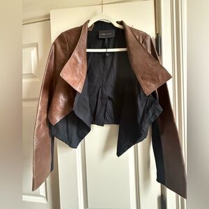BCBGMaxAzria Two-Tone Brown Leather Jacket